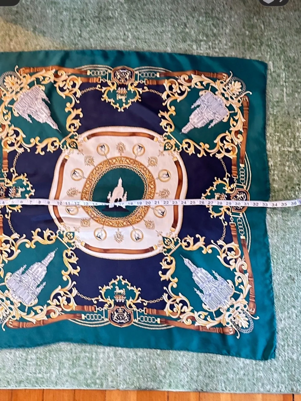 Silk Foulard Vintage Scarf w/Classic Baroque Equestrian Imagery. Very Rare.